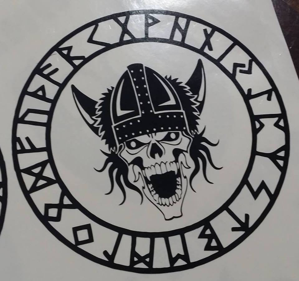 Viking Rune Warrior Skull Amulet | Die Cut Vinyl Sticker Decal