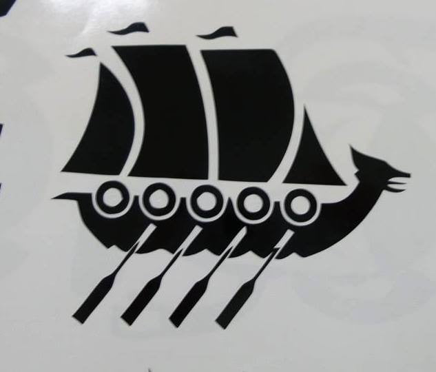 Viking Ship With Shields Paddles Nose Ornament | Die Cut Vinyl Sticker Decal