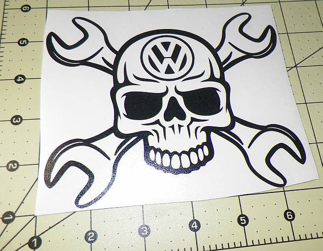 Volkswagen VW Skull Wrench | Die Cut Vinyl Sticker Decal | Blasted Rat