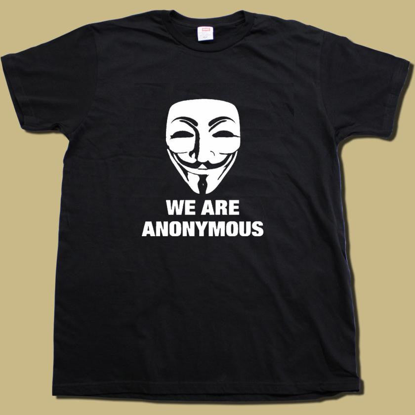 We Are Anonymous Mask White Print T-shirt | Blasted Rat