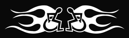 Wheelchair Race Flames Set Of 2 | Die Cut Vinyl Sticker Decal | Blasted Rat