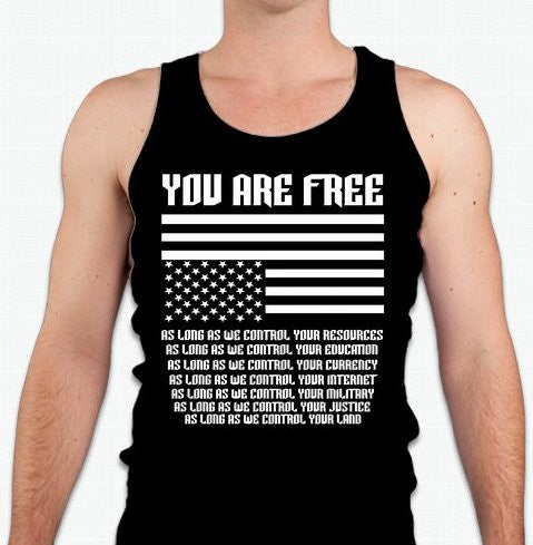 You Are Free As Long As With Upside Down USA Flag Tank Top